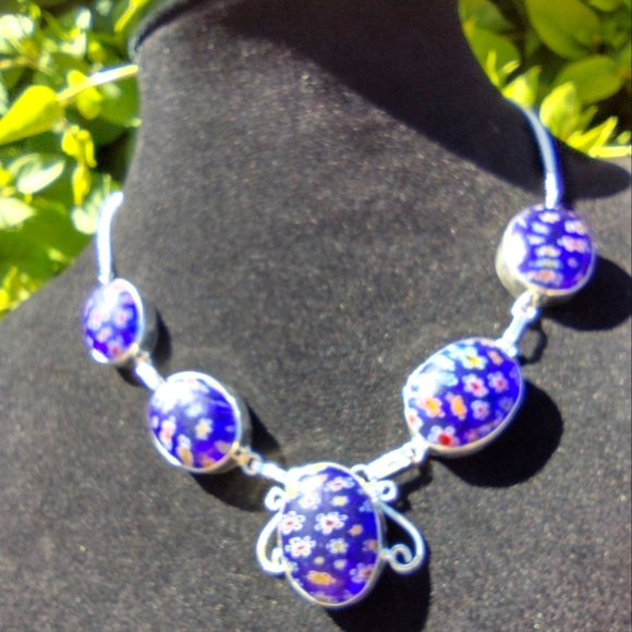 Spring and summer Millefiori (not Murano) silver necklace 18"… - Picture 5 of 17